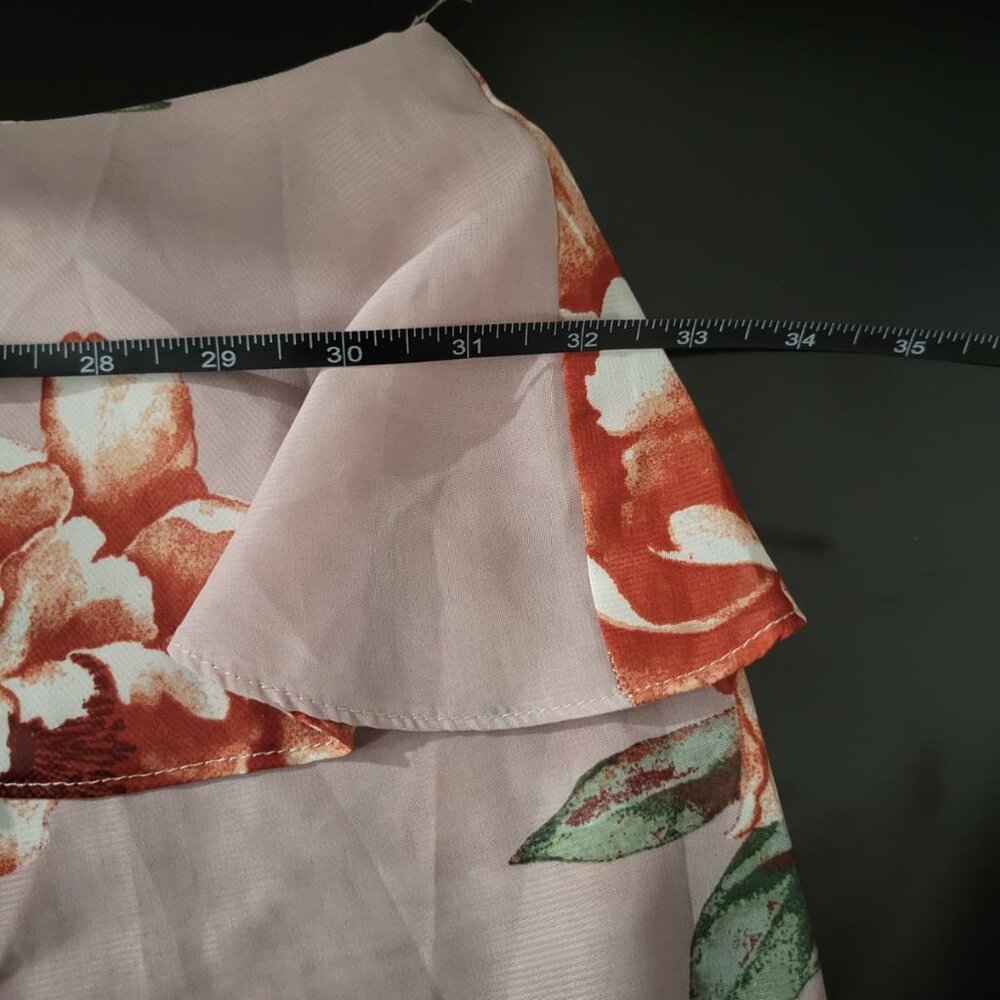 Pink Floral Halter Ruffle Blouse - Picture 5 of 9